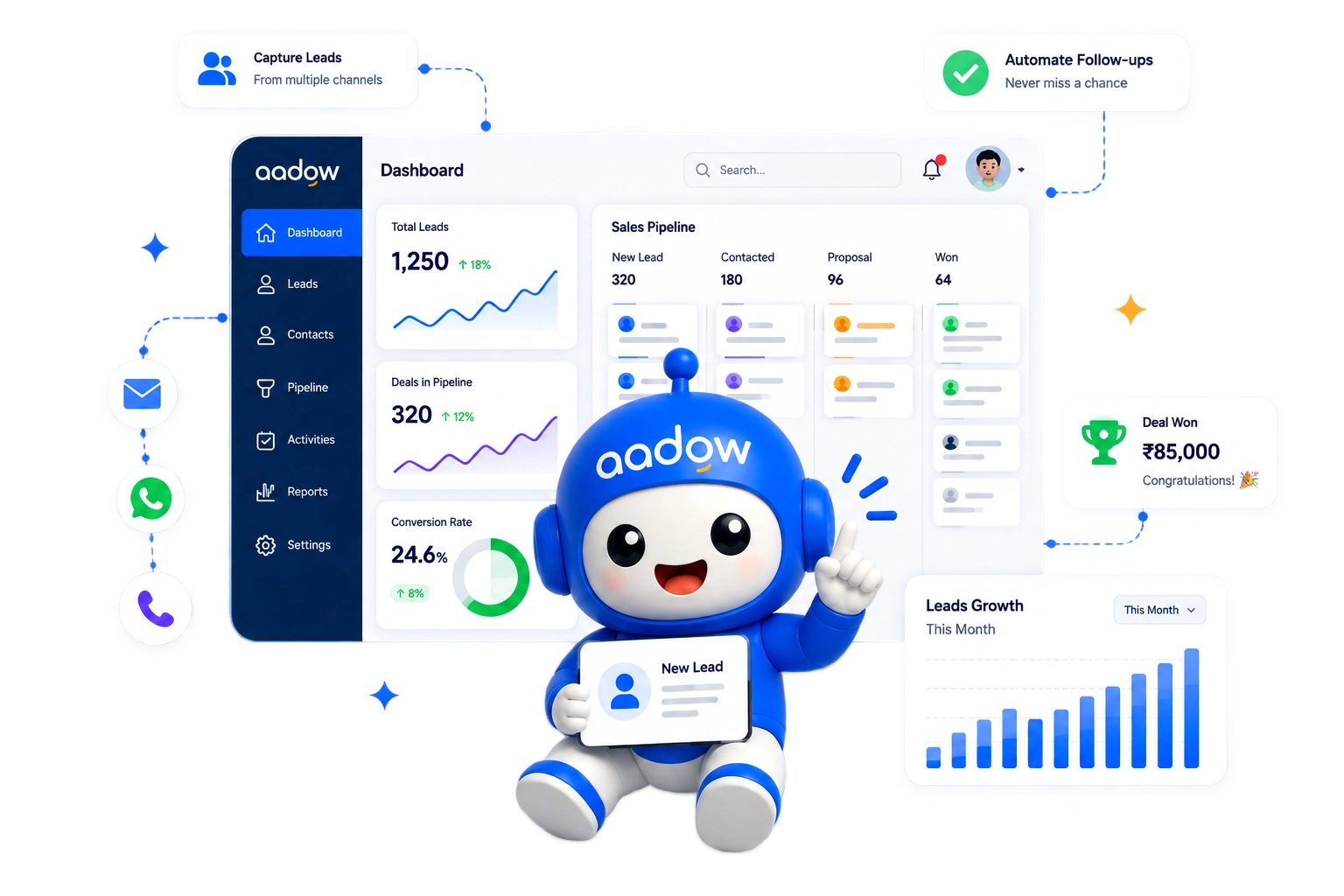 Aadow AI CRM - Smart lead management and sales automation